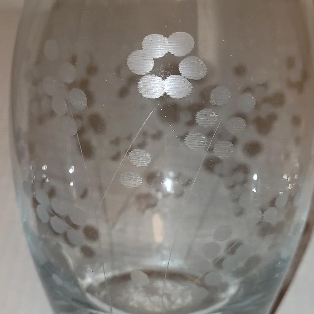 Vintage Etched Floral Teardrop Decanter with Stopper